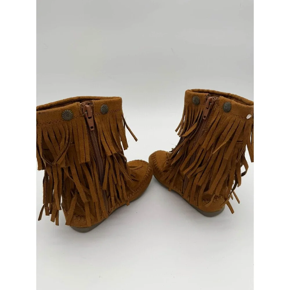 Sonoma 8 Brown Fringe Moccasin Boots Toddler Girls Boho Western Cowgirl 6726